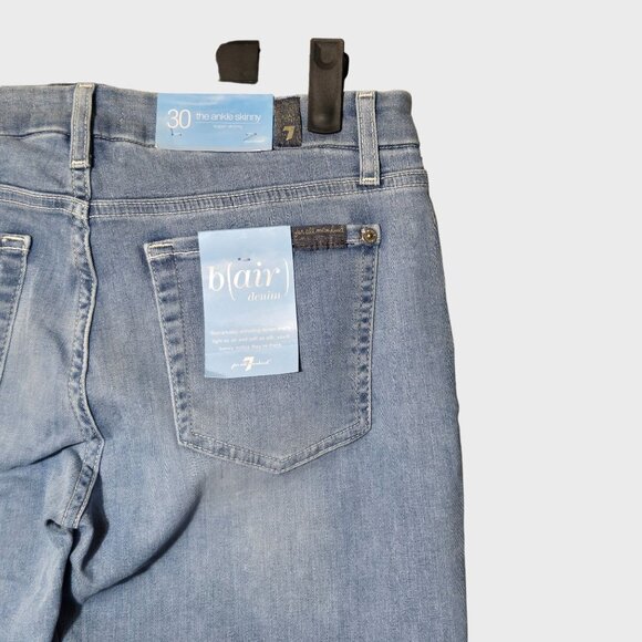 7 For All Mankind Maple Mid Rise Raw Edge Hem Cropped Skinny Jeans Size 30 NWT - Picture 9 of 12